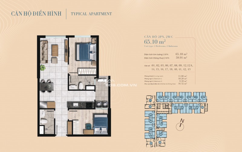 Hot! BOOKING căn hộ The Gió Riverside 2PN - 2WC 65m2 chỉ với 50tr/căn